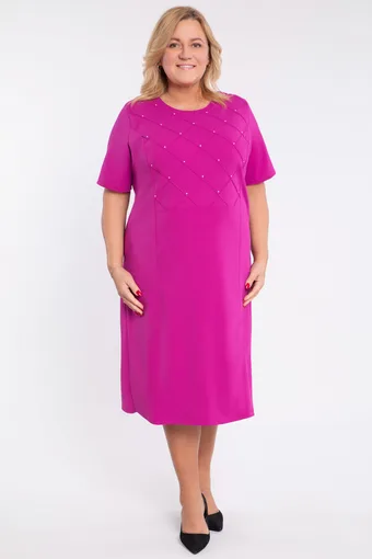 Rochie fuchsia cu perle