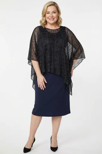 Rochie bleumarin cu decorațiuni argintii
