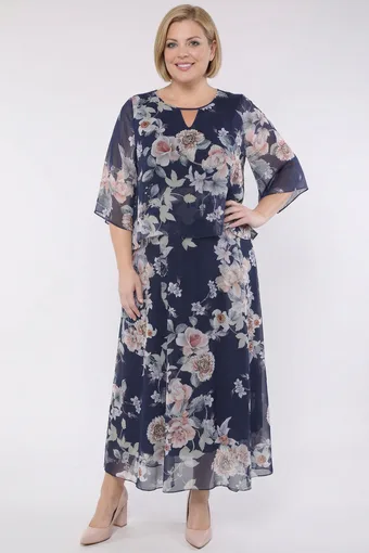 Rochie rochie cu flori bleumarin