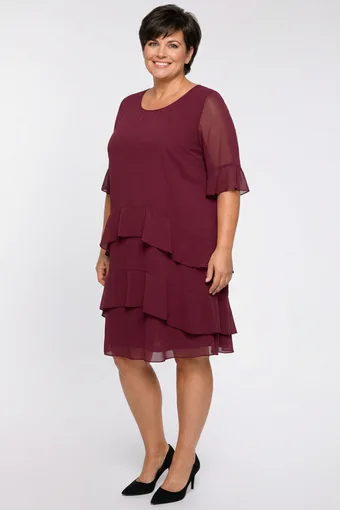 rochie din șifon vișiniu