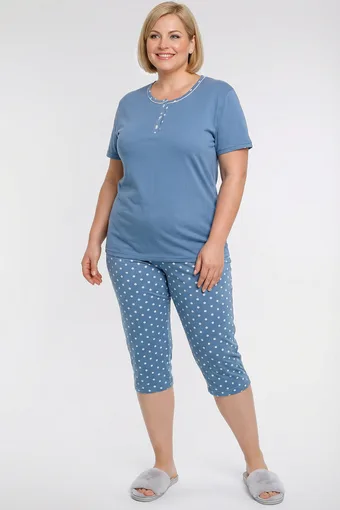 Pantaloni de pijama albaștri cu buline