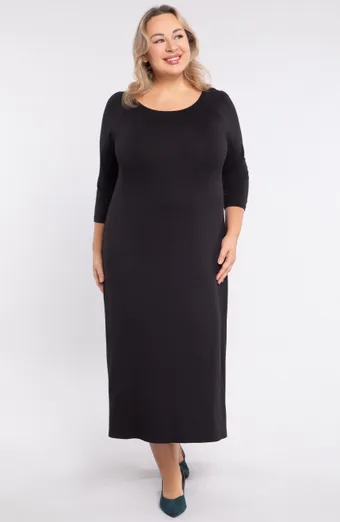 Rochie lunga neagra tricotata