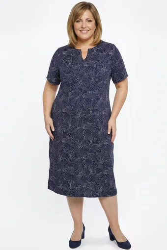 Rochie bleumarin cu buline albe