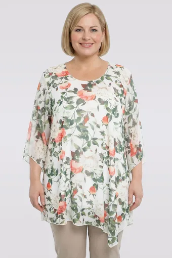 Tunică florală crem
