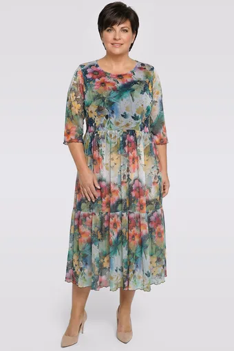 Rochie din plasă cu flori colorate