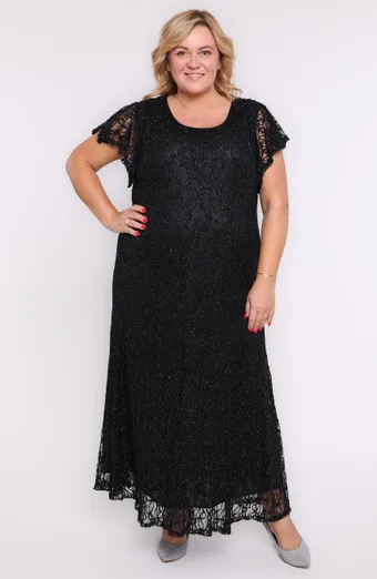 Rochie lungă din dantelă neagră
