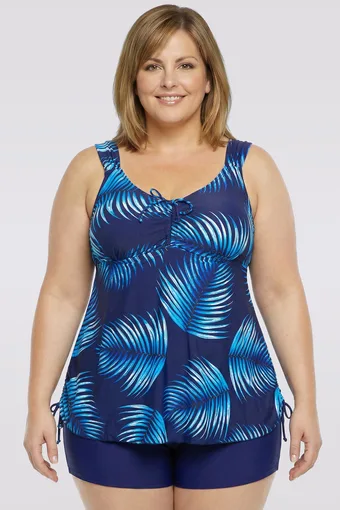 costum de baie de baie bleumarin cu frunze de albăstrele