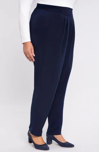 pantaloni eleganți bleumarin cu jug