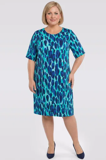 Rochie turcoaz cu model bleumarin
