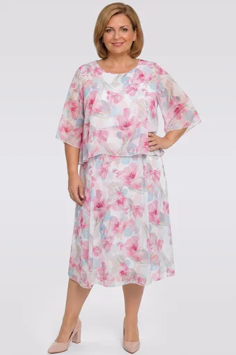 Rochie roz cu flori pastelate