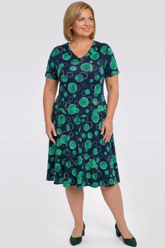 Rochie bleumarin cu model verde