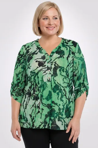 Bluză verde deschis cu modele verde închis