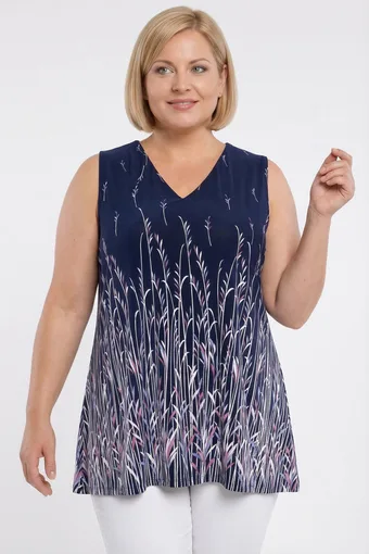 Bluză bleumarin cu modele mov