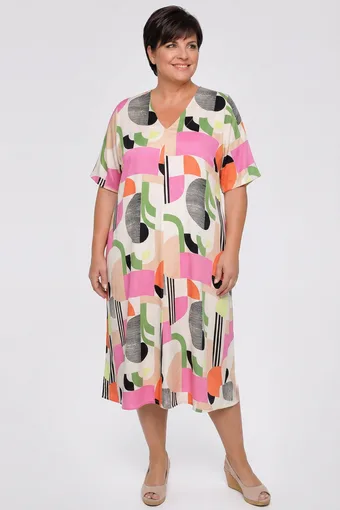 Rochie cu modele geometrice multicolore
