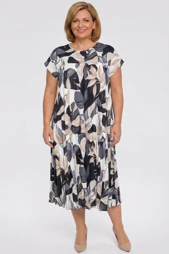 Rochie maro ecru cu buline