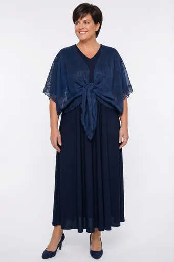 Rochie șal bleumarin cu model bleumarin