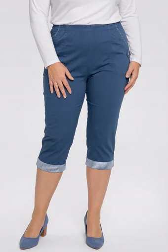 Pantaloni albaștri cu manșete în curele