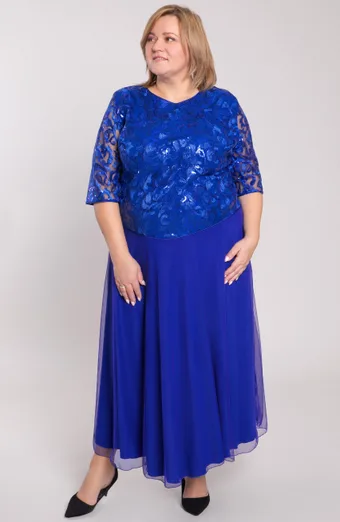 Rochie albastra floarea de colt cu dantela