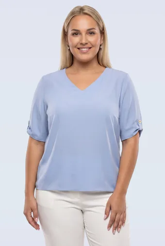 copie a copie a copie a Bluză bleumarin cu model alb și buzunare