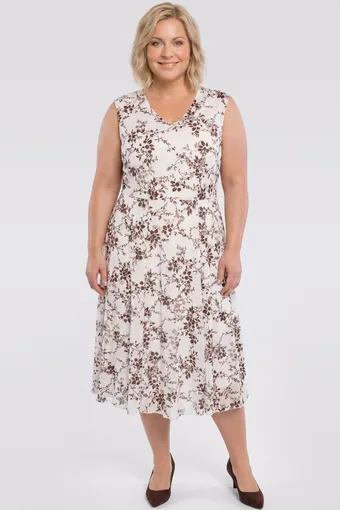 Rochie bej cu model maro
