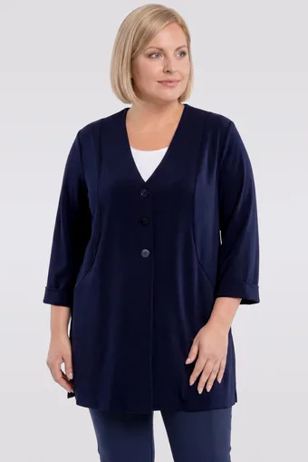 Jachetă bleumarin lejeră cu manșete