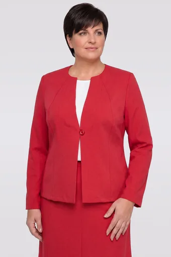 sacou roșie din in cu buzunare