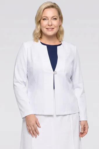sacou albă de in cu buzunare