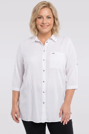 cămașă albă lungă cu mâneci până la cot