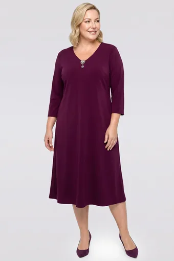 Rochie formală mov cu broșă