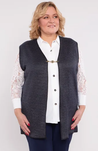 vestă reversibilă bleumarin