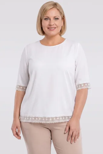 Bluză ecru cu dantelă