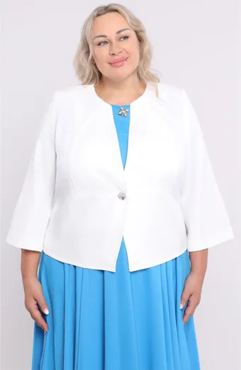Jachetă crem cu nasture decorativ