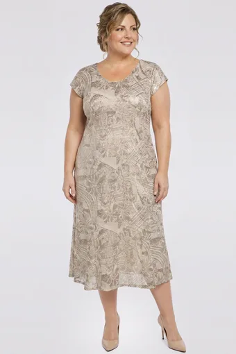 Rochie lungă cu modele aurii