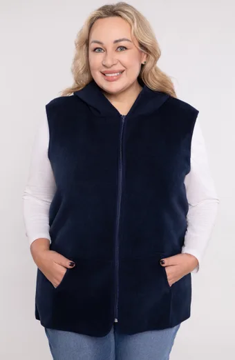 vestă din fleece călduroasă bleumarin