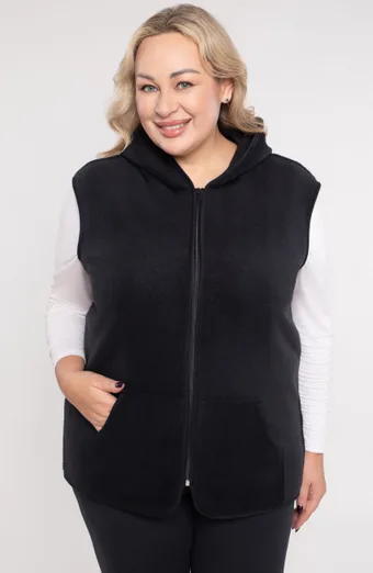 vestă neagră din fleece caldă