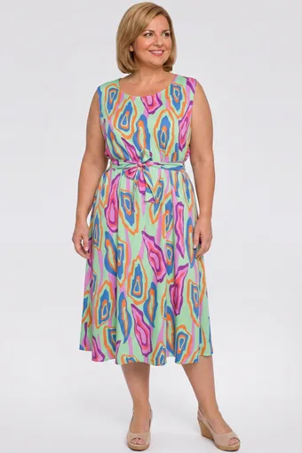 Rochie verde cu model colorat