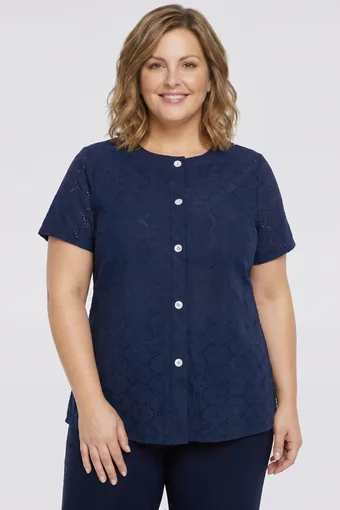 Bluză bleumarin cu nasturi decorativi