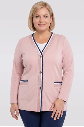 pulover roz cu curele bleumarin