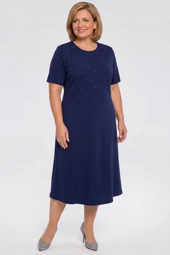 Rochie bleumarin cu perle