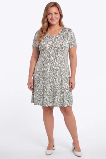 copie a Rochie albă cu model portocaliu și verde