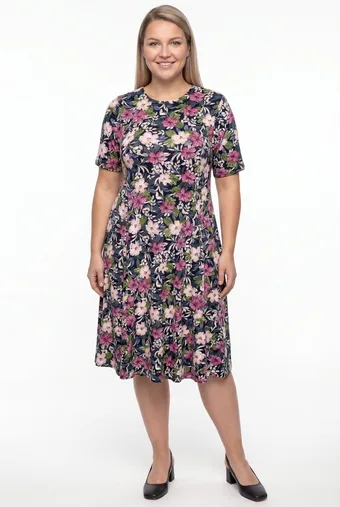Rochie albastră cu modele gri