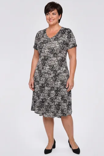 Rochie cu modele negre ajurate
