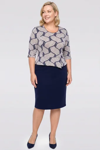 Rochie bleumarin cu peplum cu model