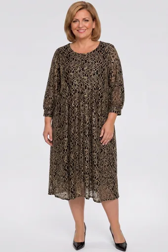 rochie din dantelă neagră și aurie