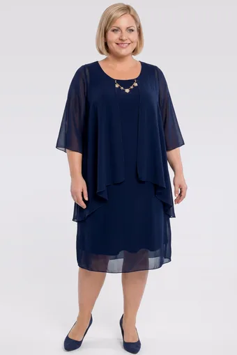 Rochie bleumarin cu decorațiuni aurii