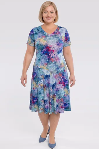 Rochie florală turcoaz și violet