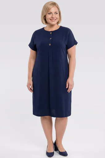 Rochie bleumarin cu nasturi aurii