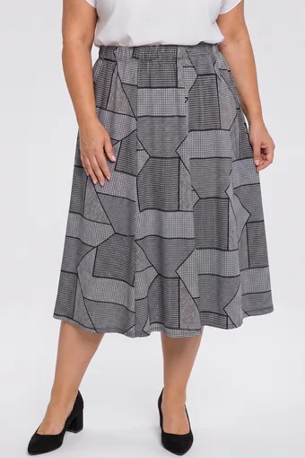Fustă albă cu modele negre