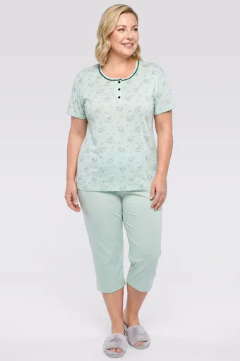 pijama florale verde deschis