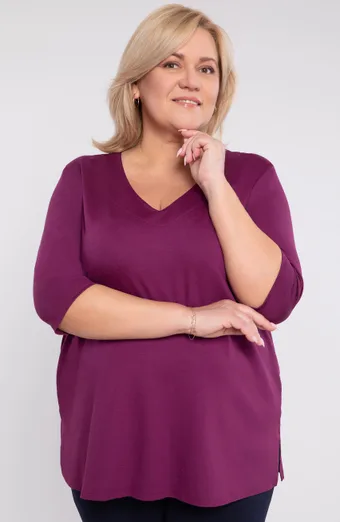 Bluză purpurie cu decolteu în V